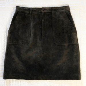 Brown Real Suede Mini Skirt - Size 12 - EUC